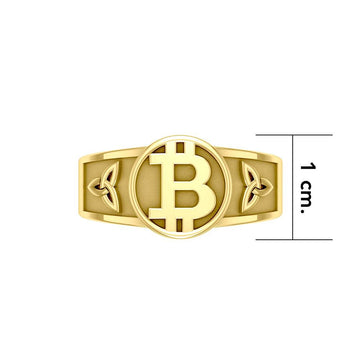 Celtic Bitcoin 14 K Solid Gold Ring GRI2281 - Jewelry